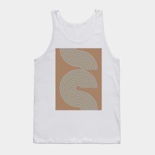 Brown Earthy Tones Lines and Curves Retro Pattern Tank Top